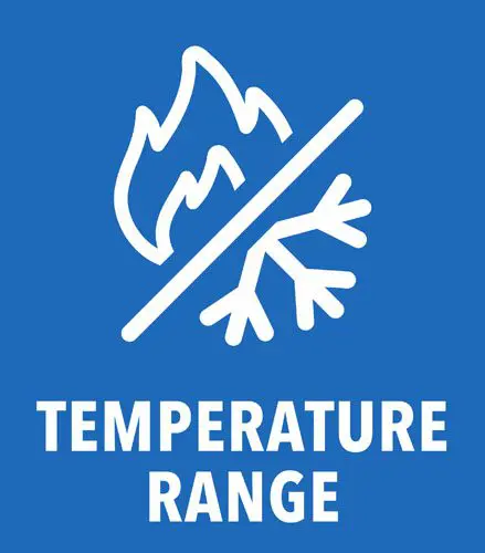 Wide operational temperature safety range product feature icon