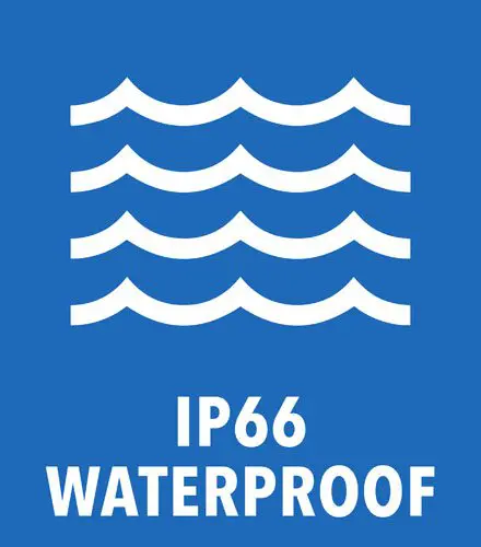 IP66 Waterproof protection rated product feature badge