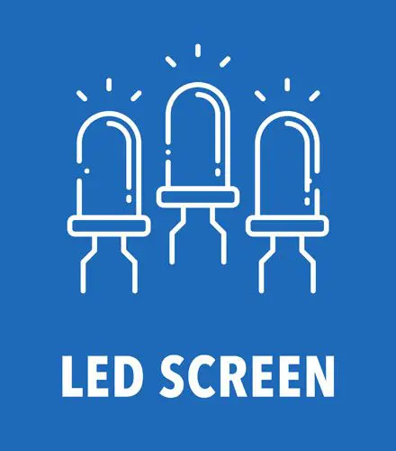 LED screen product feature badge