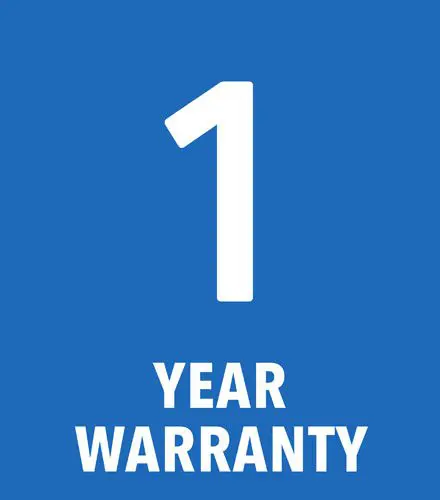 1 year warranty available product feature badge